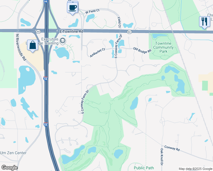 map of restaurants, bars, coffee shops, grocery stores, and more near 330 Edge Field Lane in Lake Forest