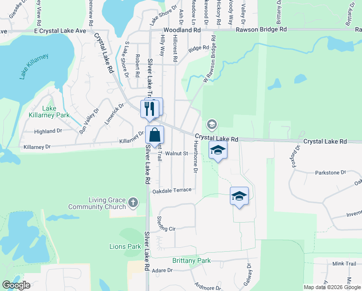 map of restaurants, bars, coffee shops, grocery stores, and more near 6603 Hunters Path in Cary