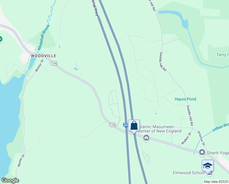 map of restaurants, bars, coffee shops, grocery stores, and more near 17 Patriots Boulevard in Hopkinton