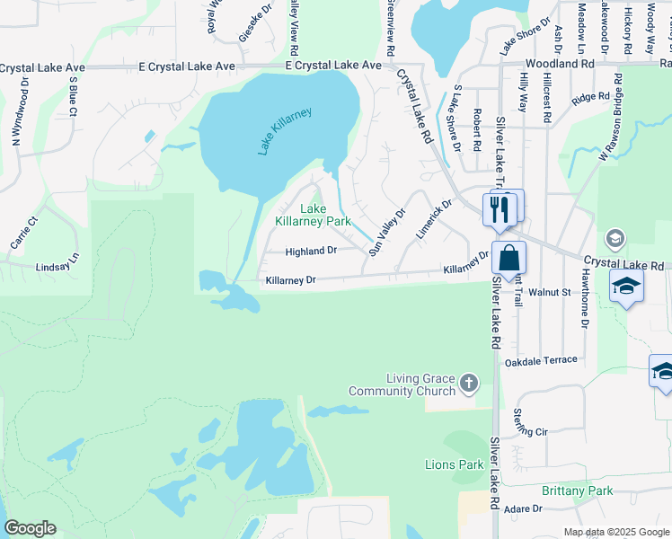 map of restaurants, bars, coffee shops, grocery stores, and more near 2909 Killarney Drive in Cary
