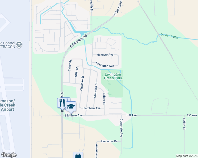 map of restaurants, bars, coffee shops, grocery stores, and more near 5723 Cranston Street in Portage