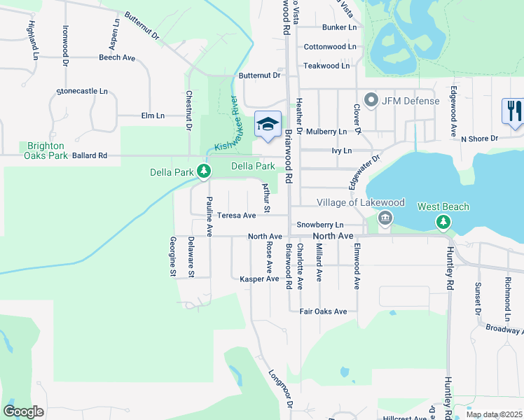 map of restaurants, bars, coffee shops, grocery stores, and more near 9109 Teresa Avenue in Crystal Lake