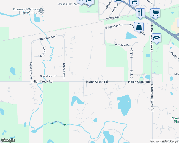 map of restaurants, bars, coffee shops, grocery stores, and more near 6858 Ellis Avenue in Long Grove