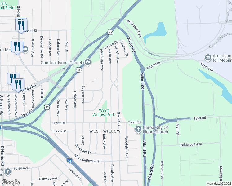 map of restaurants, bars, coffee shops, grocery stores, and more near 789 Nash Avenue in Ypsilanti