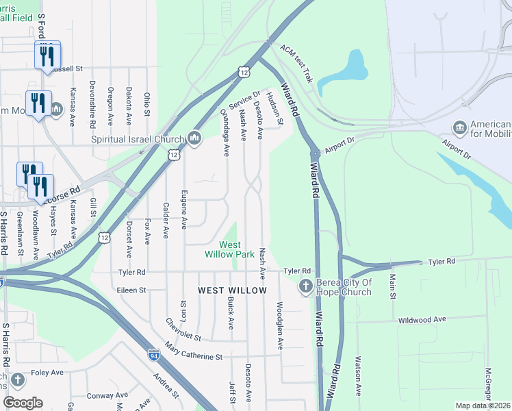 map of restaurants, bars, coffee shops, grocery stores, and more near 789 Nash Avenue in Ypsilanti