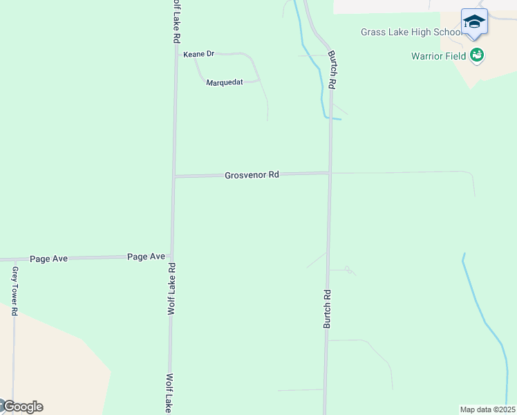 map of restaurants, bars, coffee shops, grocery stores, and more near 1105 Grosvenor Road in Grass Lake
