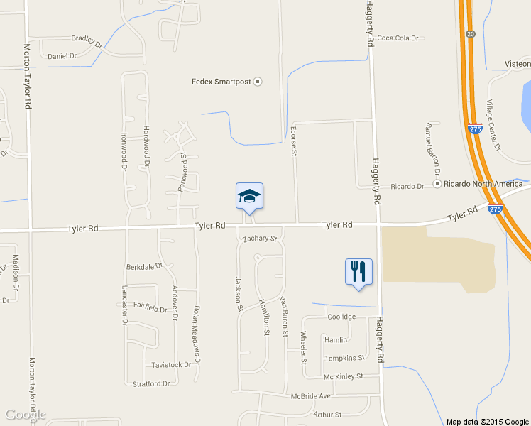 map of restaurants, bars, coffee shops, grocery stores, and more near 42000 Tyler Road in Belleville