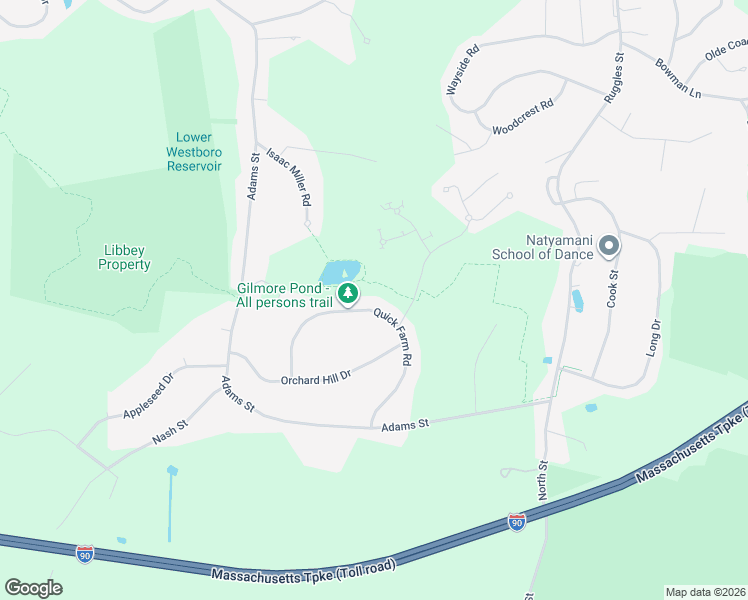 map of restaurants, bars, coffee shops, grocery stores, and more near 15 Quick Farm Road in Westborough
