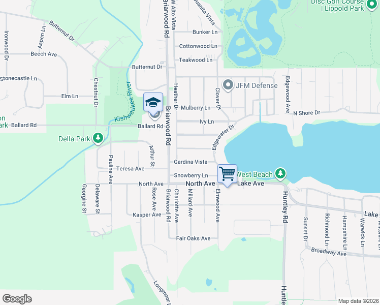 map of restaurants, bars, coffee shops, grocery stores, and more near 1381 Floresta Vista in Crystal Lake
