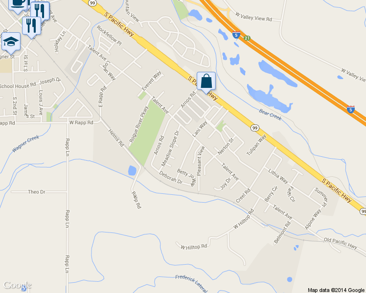 map of restaurants, bars, coffee shops, grocery stores, and more near 126 Marin Ct in Talent