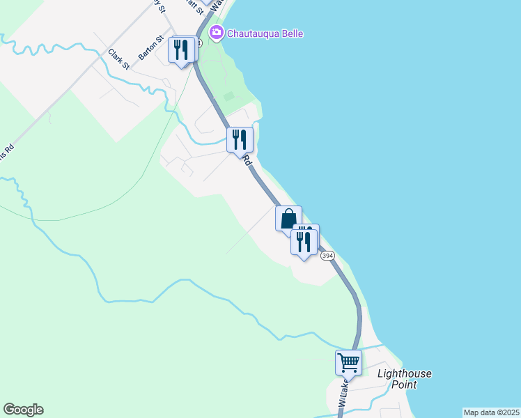 map of restaurants, bars, coffee shops, grocery stores, and more near 2 Memorial Drive in Mayville