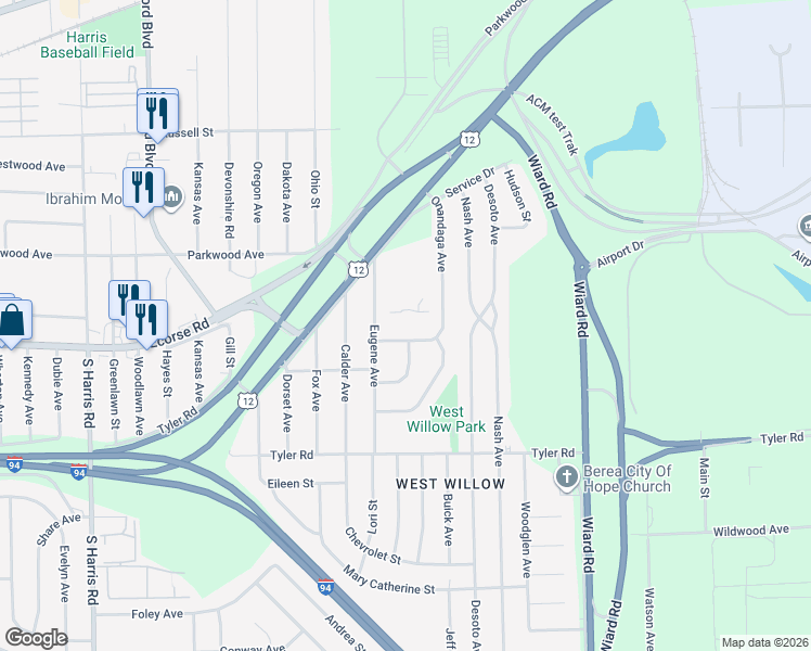 map of restaurants, bars, coffee shops, grocery stores, and more near 670 Onandaga Avenue in Ypsilanti