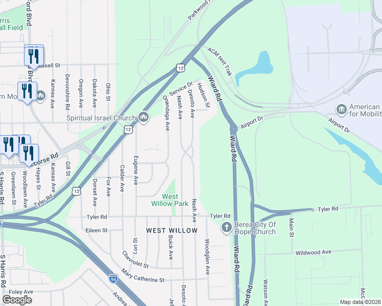 map of restaurants, bars, coffee shops, grocery stores, and more near 789 Nash Avenue in Ypsilanti