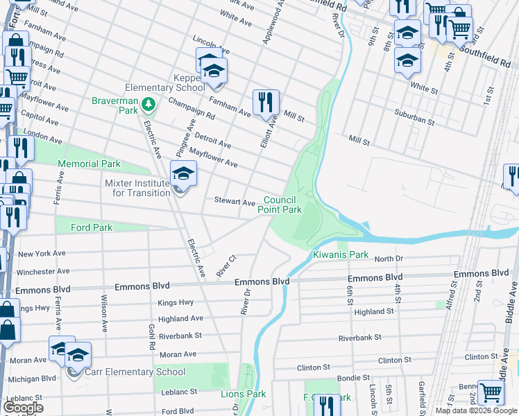 map of restaurants, bars, coffee shops, grocery stores, and more near 421 New York Avenue in Lincoln Park