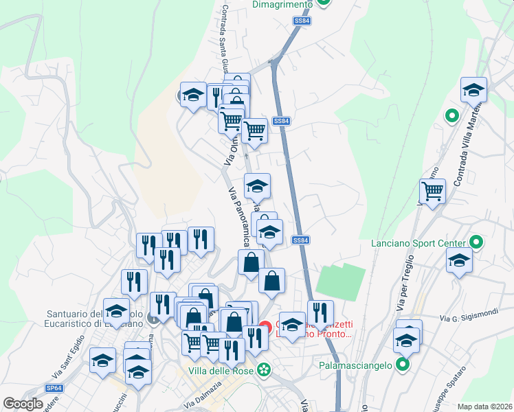 map of restaurants, bars, coffee shops, grocery stores, and more near 1 Via Vicenza in Lanciano