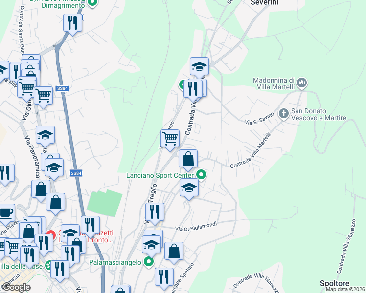 map of restaurants, bars, coffee shops, grocery stores, and more near 226 C.da Villa Martelli in Lanciano
