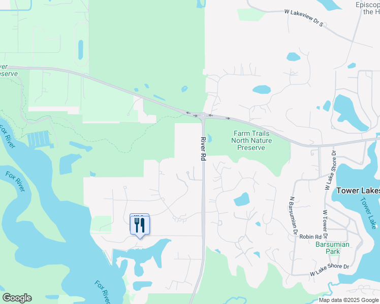 map of restaurants, bars, coffee shops, grocery stores, and more near 182 River Road in Lake Barrington