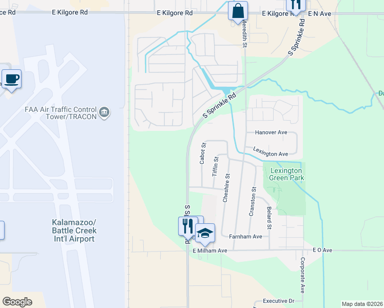 map of restaurants, bars, coffee shops, grocery stores, and more near 5615 South Sprinkle Road in Portage