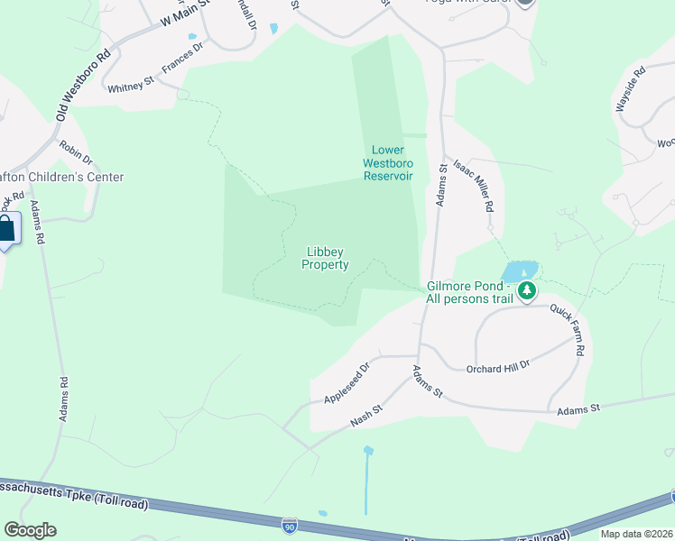 map of restaurants, bars, coffee shops, grocery stores, and more near 37 Libbey Lane in Westborough