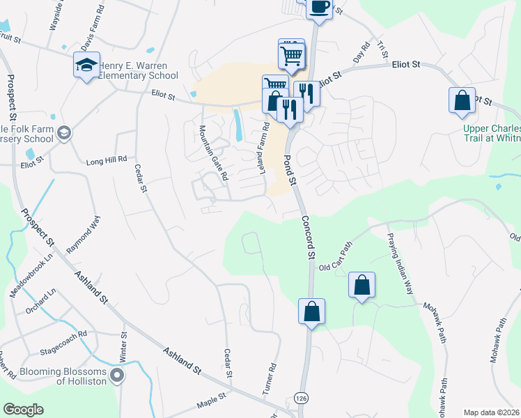 map of restaurants, bars, coffee shops, grocery stores, and more near 10 Meeting House Path in Ashland