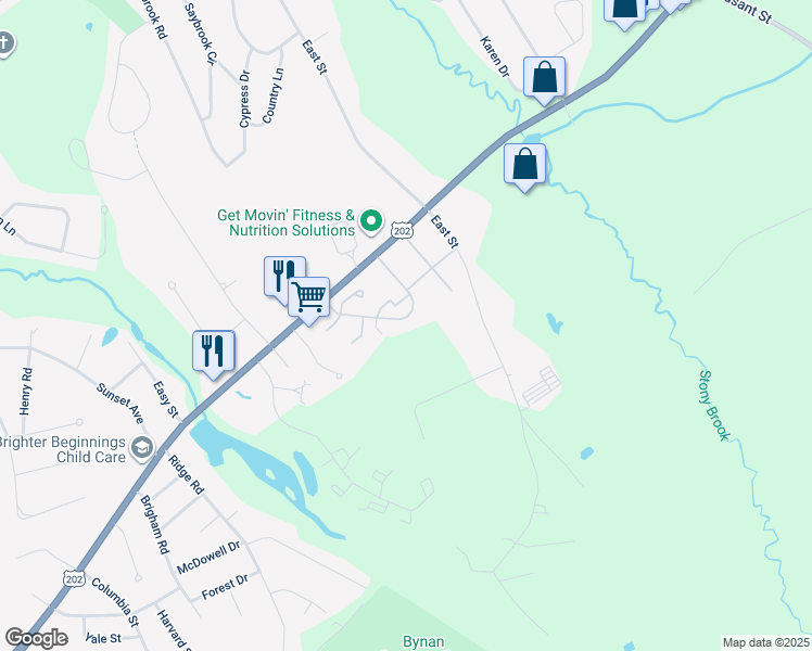 map of restaurants, bars, coffee shops, grocery stores, and more near 96 Hadley Village Road in South Hadley