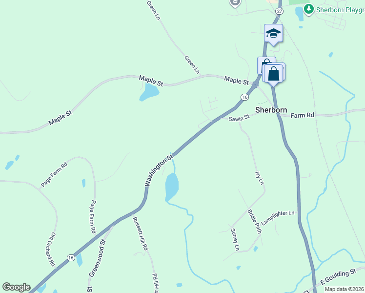 map of restaurants, bars, coffee shops, grocery stores, and more near 60 Massachusetts 16 in Sherborn