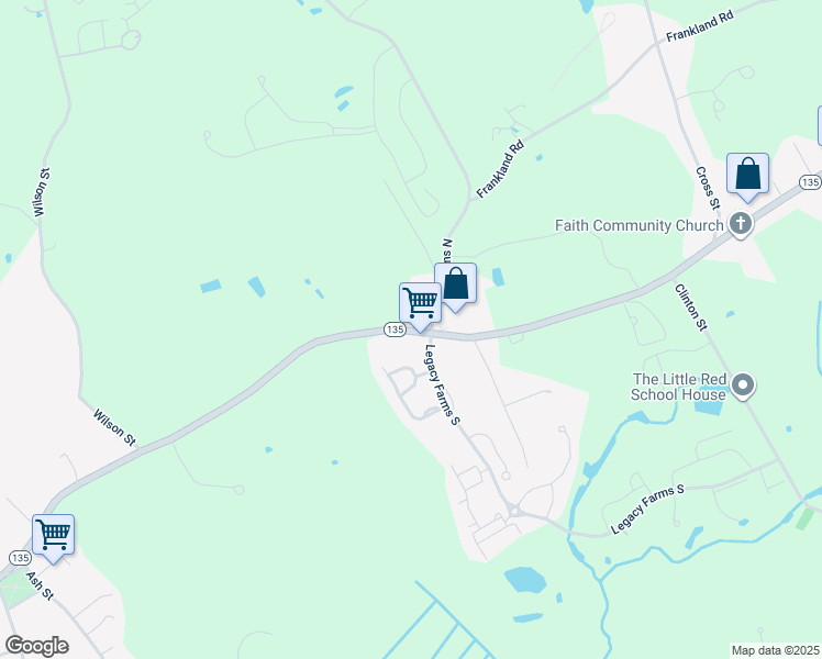 map of restaurants, bars, coffee shops, grocery stores, and more near 97 East Main Street in Hopkinton