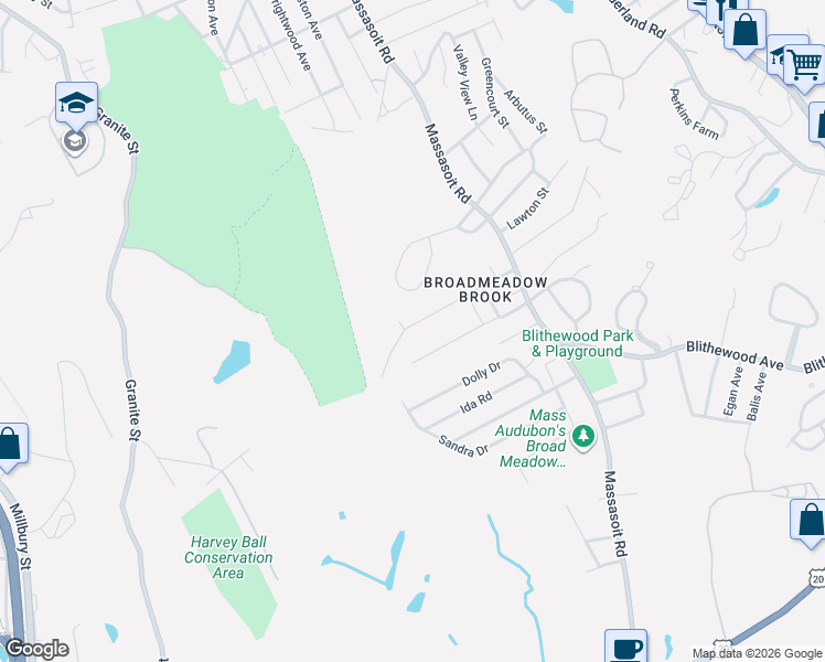 map of restaurants, bars, coffee shops, grocery stores, and more near 28 Dupuis Avenue in Worcester