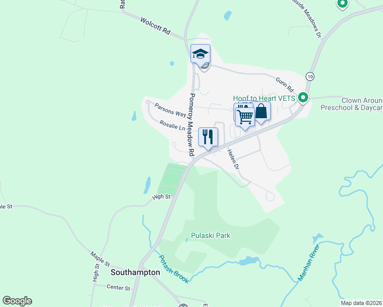 map of restaurants, bars, coffee shops, grocery stores, and more near 4 Courtney Lane in Southampton