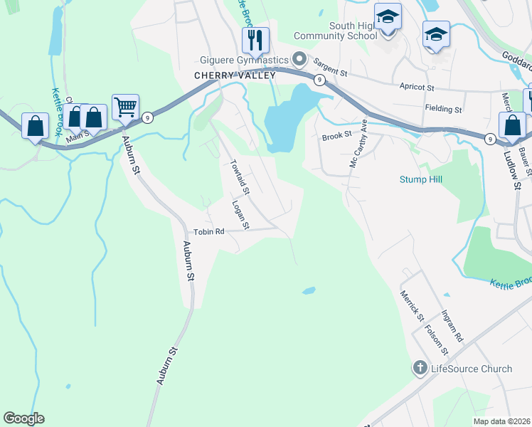 map of restaurants, bars, coffee shops, grocery stores, and more near 117 Towtaid Street in Leicester