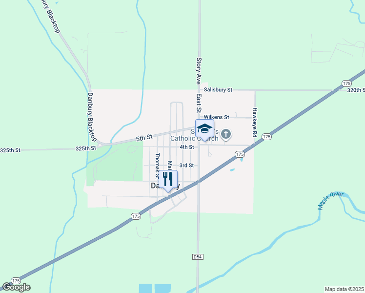 map of restaurants, bars, coffee shops, grocery stores, and more near 401 Liston Street in Danbury