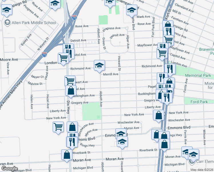map of restaurants, bars, coffee shops, grocery stores, and more near 1657 Stewart Avenue in Lincoln Park