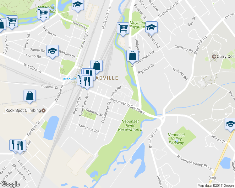 map of restaurants, bars, coffee shops, grocery stores, and more near 15 Riley Road in Boston