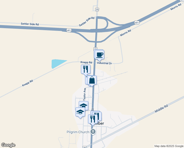 map of restaurants, bars, coffee shops, grocery stores, and more near 6119 Main Street in Comber