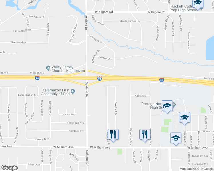 map of restaurants, bars, coffee shops, grocery stores, and more near 1816 Quaker Avenue in Portage