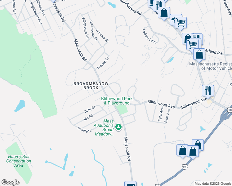 map of restaurants, bars, coffee shops, grocery stores, and more near 48 Midgley Lane in Worcester