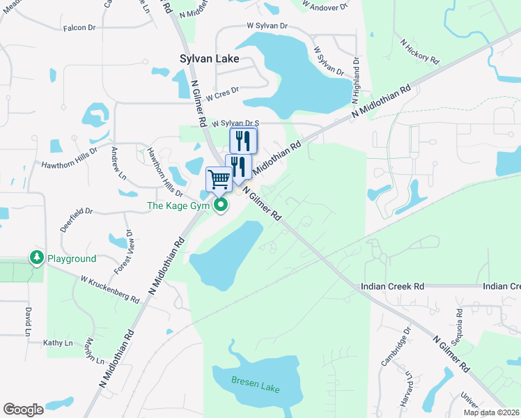 map of restaurants, bars, coffee shops, grocery stores, and more near 25744 North Gilmer Road in Mundelein