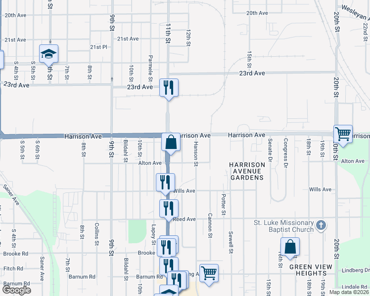 map of restaurants, bars, coffee shops, grocery stores, and more near in Rockford
