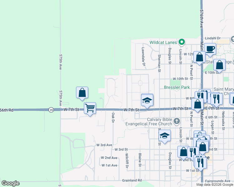 map of restaurants, bars, coffee shops, grocery stores, and more near Wightman Circle in Wayne