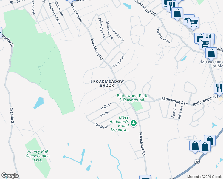 map of restaurants, bars, coffee shops, grocery stores, and more near 3 Echo Street in Worcester