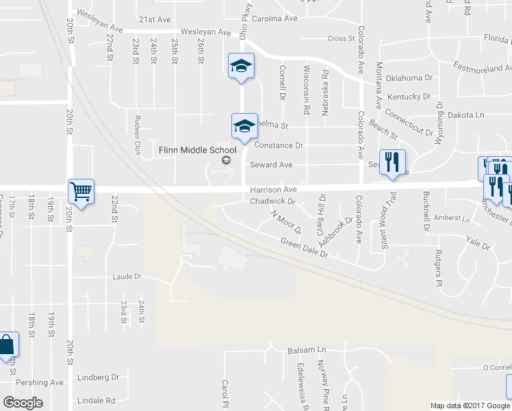 map of restaurants, bars, coffee shops, grocery stores, and more near 3219 Chadwick Drive in Rockford