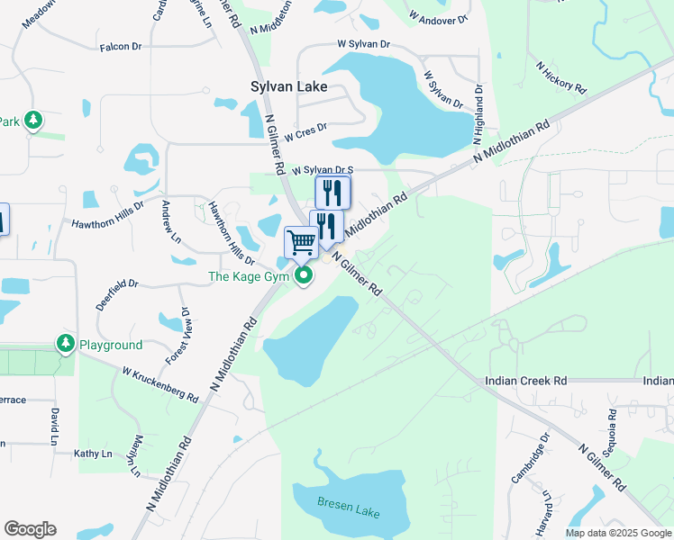 map of restaurants, bars, coffee shops, grocery stores, and more near 25744 North Gilmer Road in Mundelein