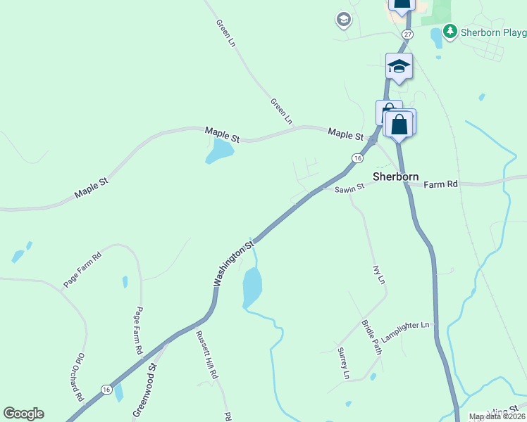 map of restaurants, bars, coffee shops, grocery stores, and more near 60 Massachusetts 16 in Sherborn
