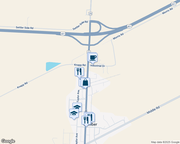 map of restaurants, bars, coffee shops, grocery stores, and more near 6119 Main Street in Comber