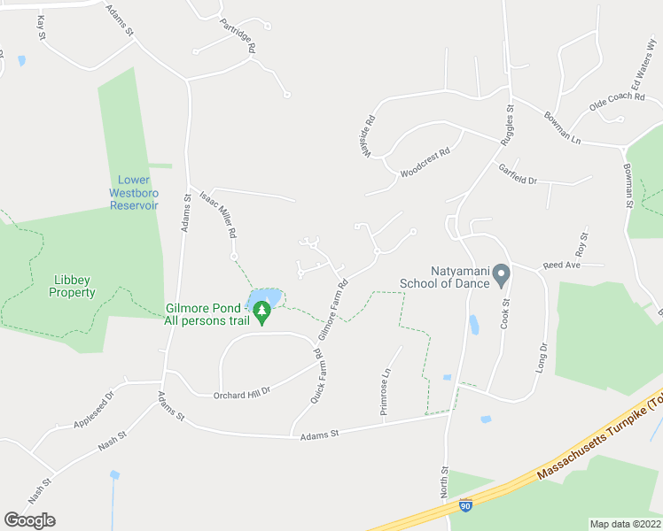 map of restaurants, bars, coffee shops, grocery stores, and more near 1 Baldwin Court in Westborough