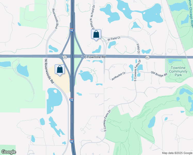 map of restaurants, bars, coffee shops, grocery stores, and more near 150 South Saunders Road in Lake Forest