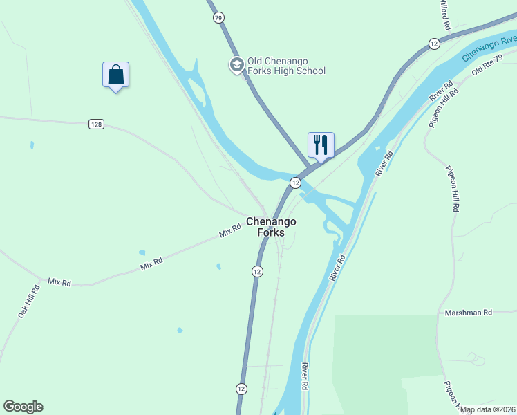map of restaurants, bars, coffee shops, grocery stores, and more near 8 Knapp Hill Road in Chenango Forks