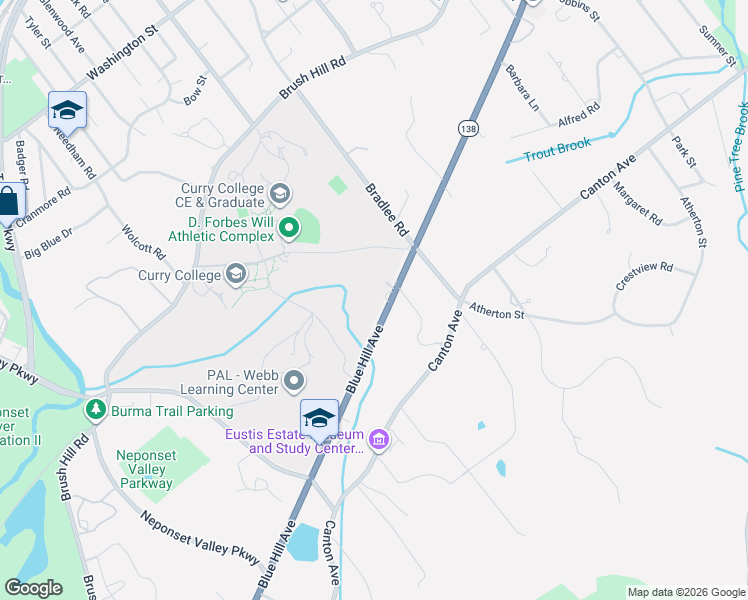 map of restaurants, bars, coffee shops, grocery stores, and more near 980 Blue Hill Avenue in Milton