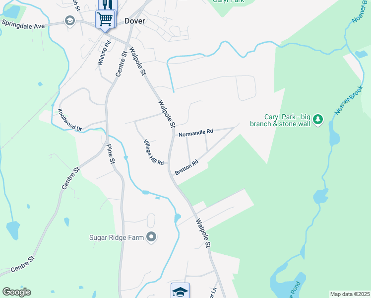 map of restaurants, bars, coffee shops, grocery stores, and more near 5 Picardy Lane in Dover