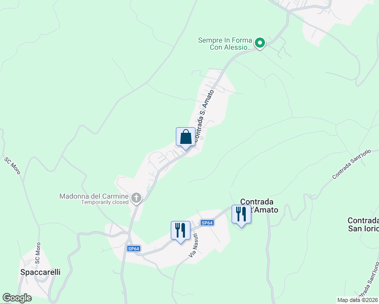 map of restaurants, bars, coffee shops, grocery stores, and more near 86 Contrada San Amato in Sant'Amato-nasuti
